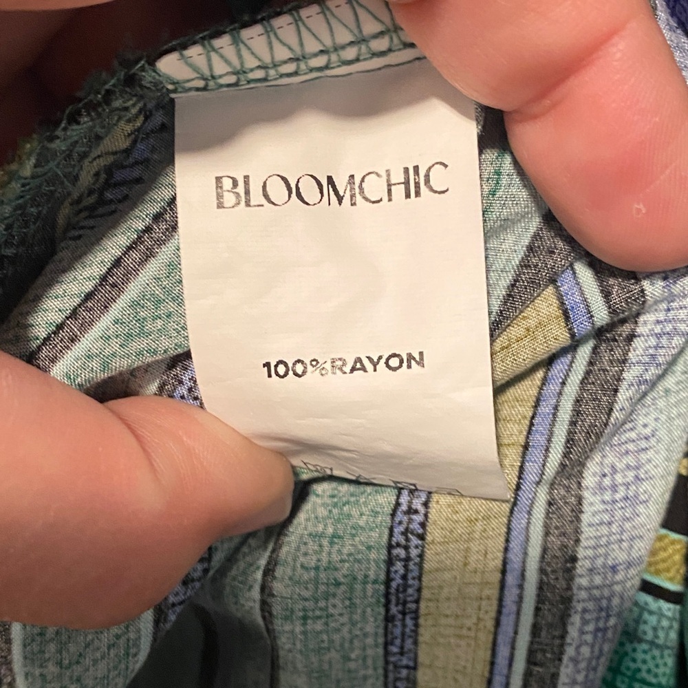 BloomChic Boho Maxi Dress 14/16 1x Emerald Green Striped Empire Waist Dress - Picture 6 of 10